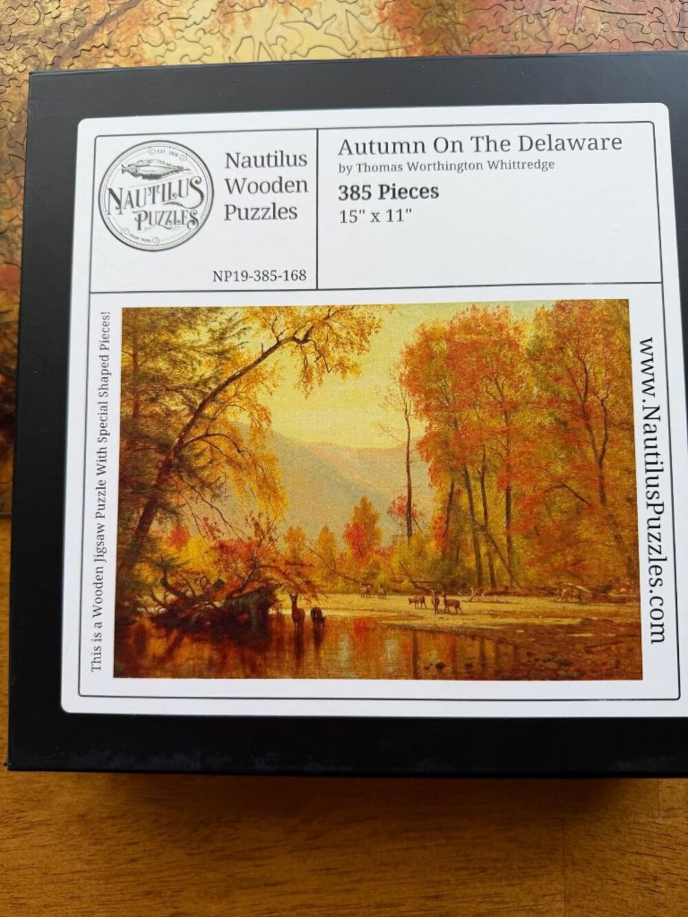 Nautilus Wooden Jigsaw Puzzle Autumn on the Delaware 385 Pieces Complete